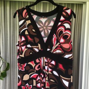 Retro inspired pink and brown maxi dress